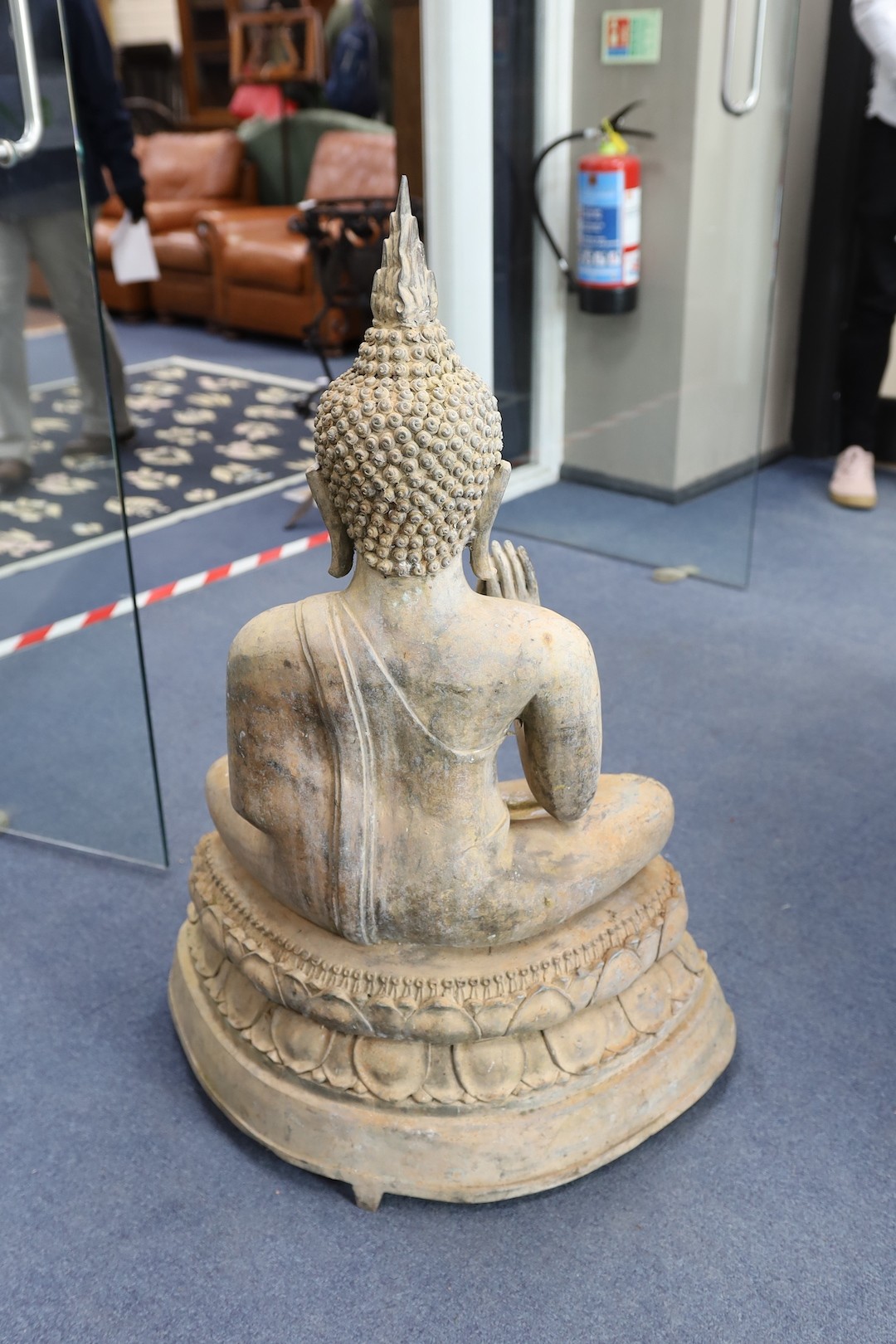 A large Thai bronze seated figure of Buddha 95cm